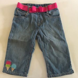 Gymboree cropped jeans with ice cream embroidery.